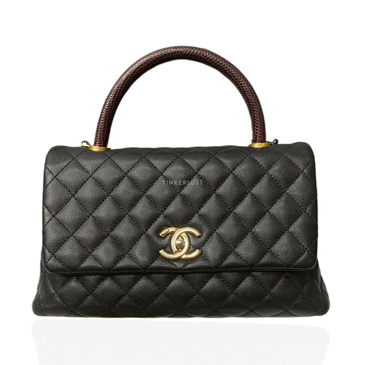 tas satchel Chanel Coco Handle Medium Black Caviar 24 GHW Satchel Tinkerlust